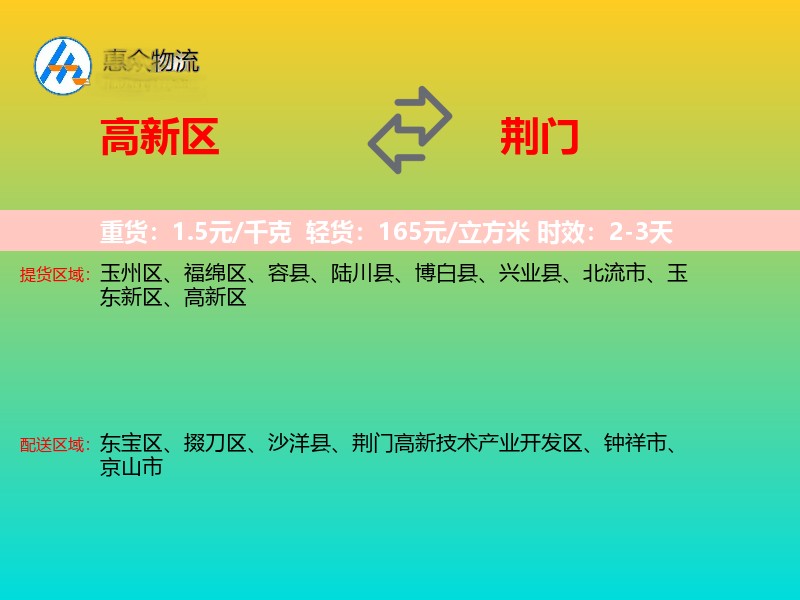 高新区到荆门物流专线