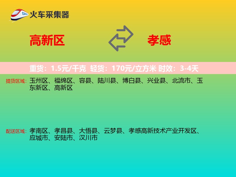 高新区到孝感物流专线