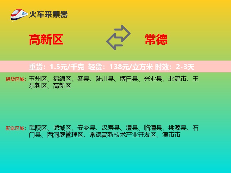 高新区到常德物流专线