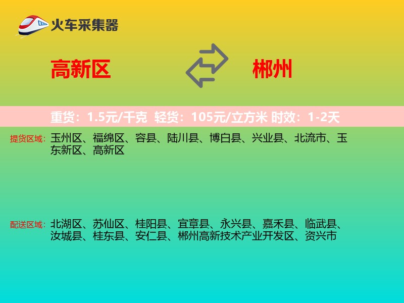 高新区到郴州物流专线