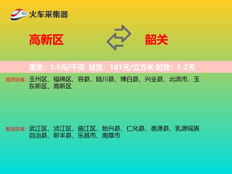 高新区到韶关物流专线