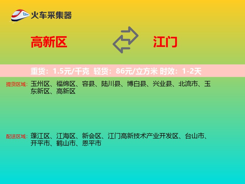 高新区到江门物流专线