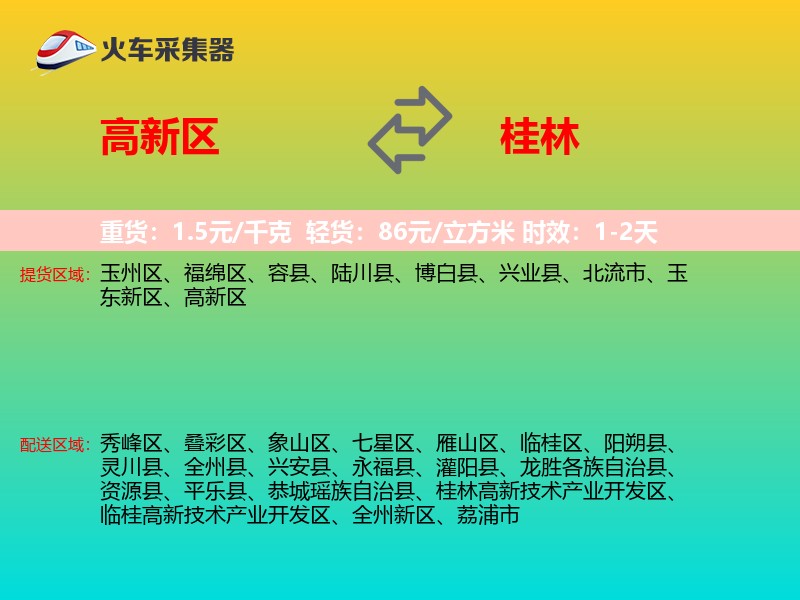 高新区到桂林物流专线