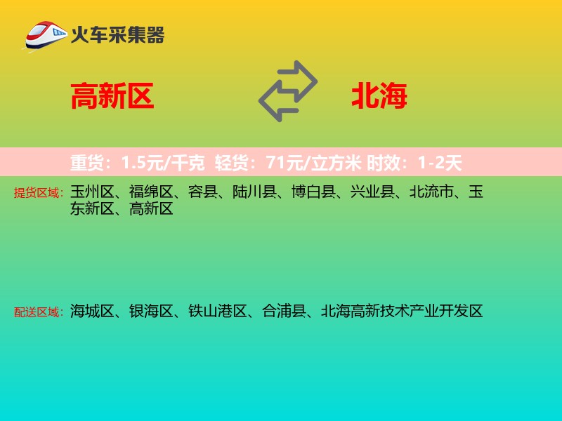 高新区到北海物流专线