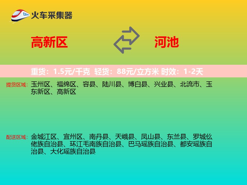 高新区到河池物流专线