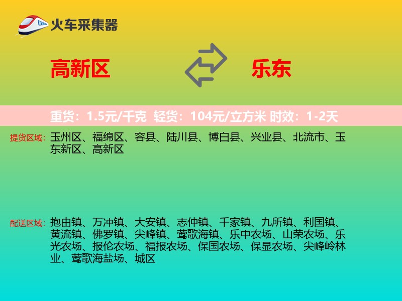 高新区到乐东物流专线
