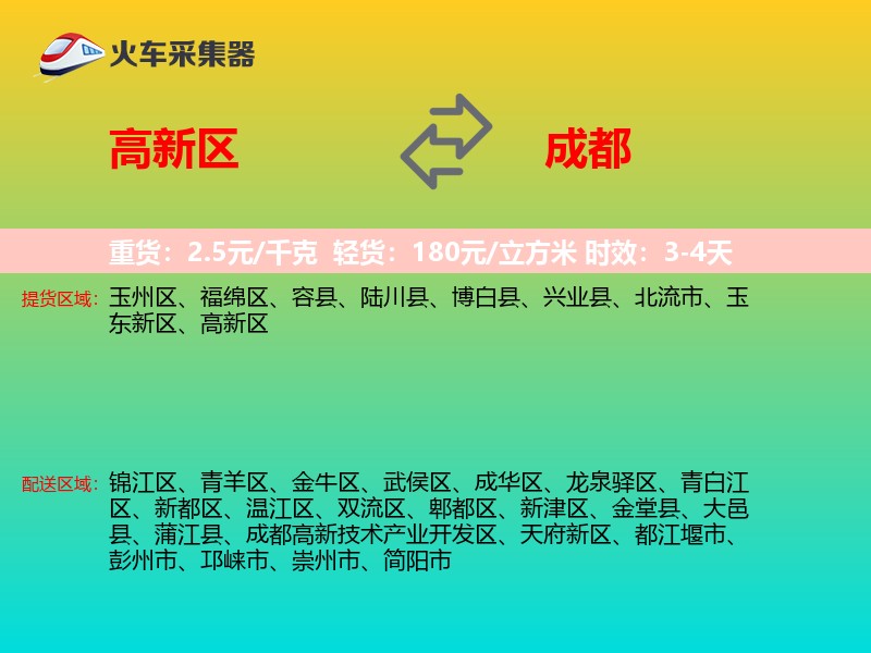 高新区到成都物流专线