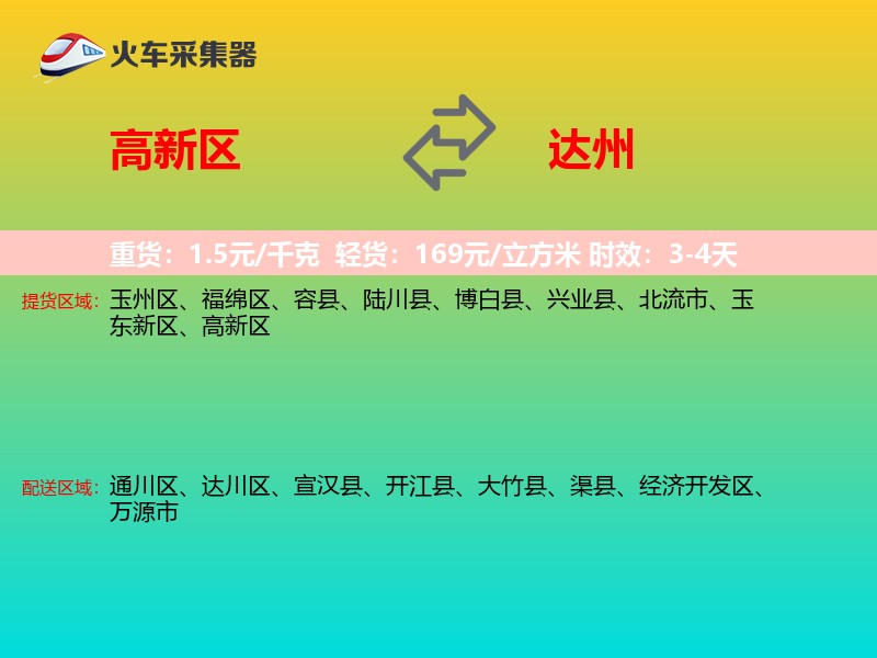 高新区到达州物流专线