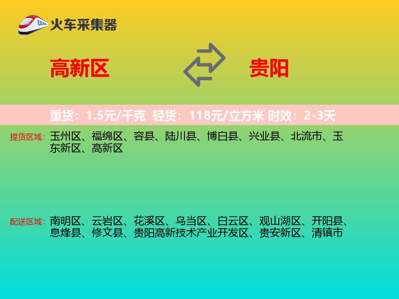 高新区到贵阳物流专线