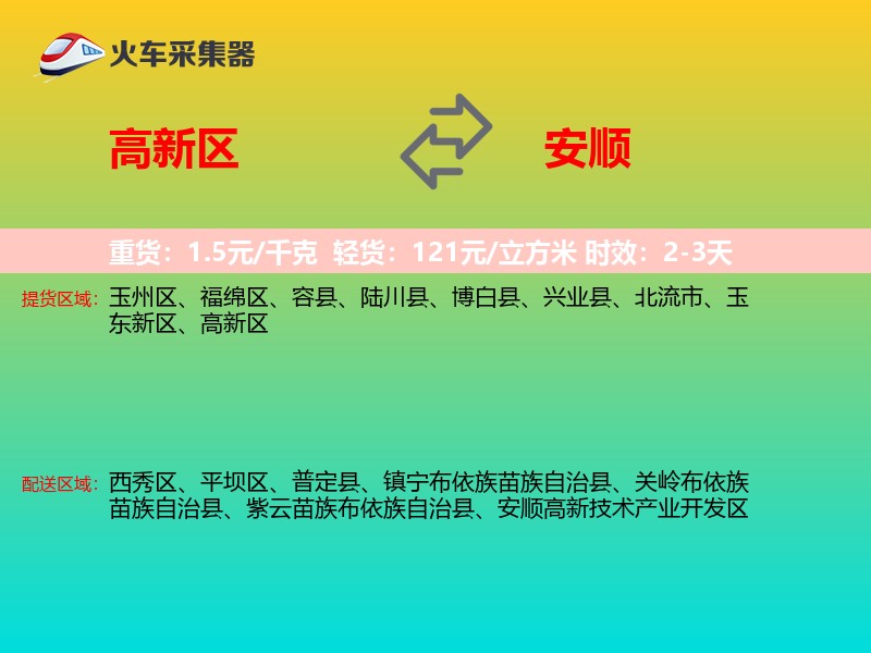 高新区到安顺物流专线