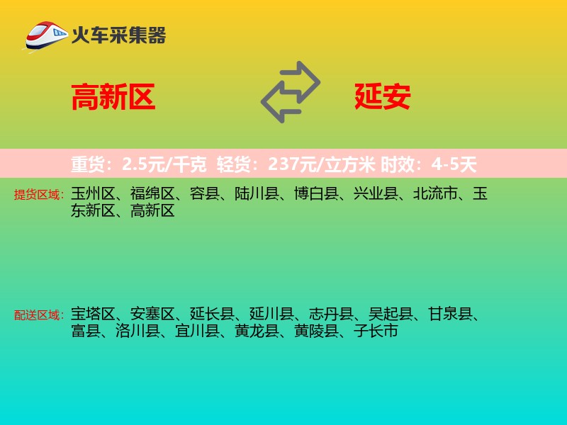 高新区到延安物流专线