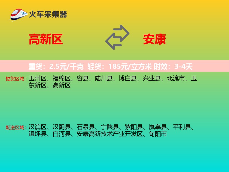 高新区到安康物流专线