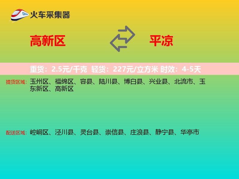 高新区到平凉物流专线