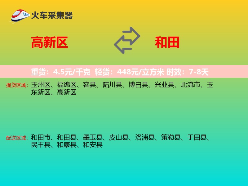 高新区到和田物流专线