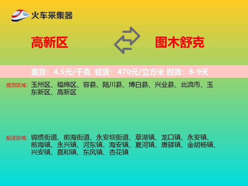 高新区到图木舒克物流专线