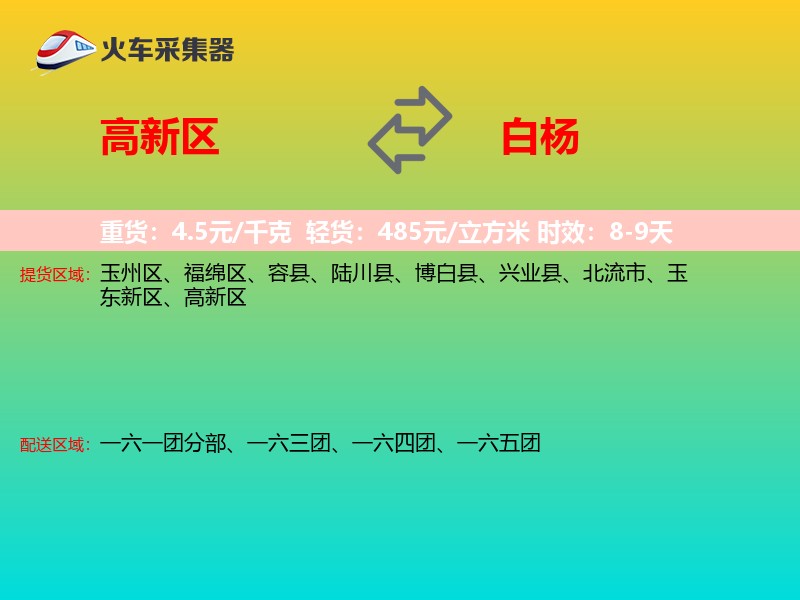 高新区到白杨物流专线