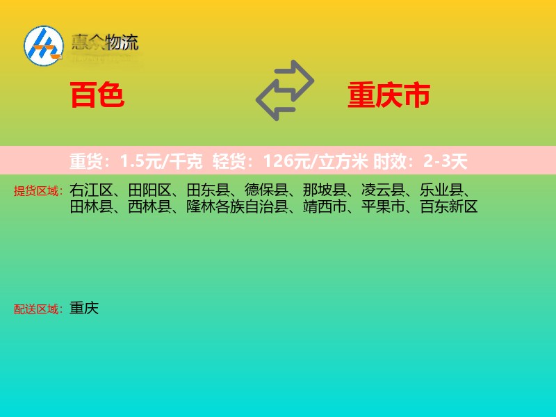 百色到重庆市物流专线