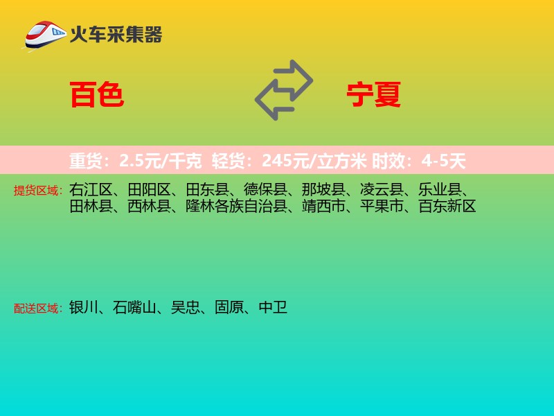 百色到宁夏物流专线