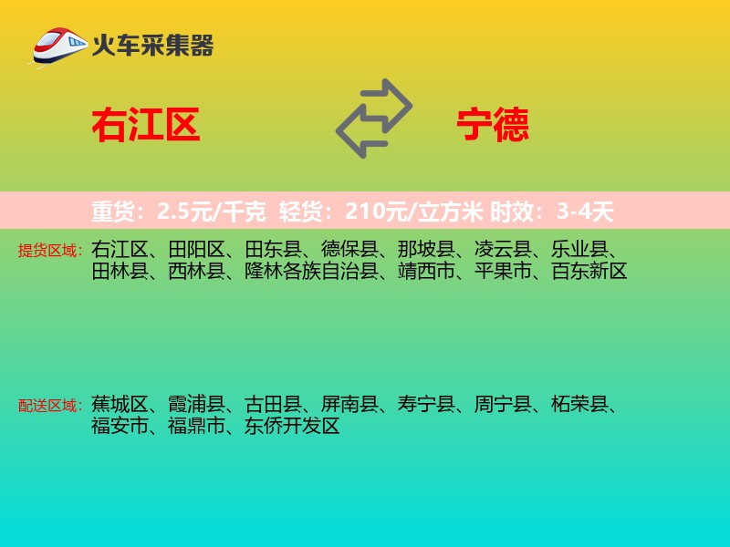右江区到宁德物流专线