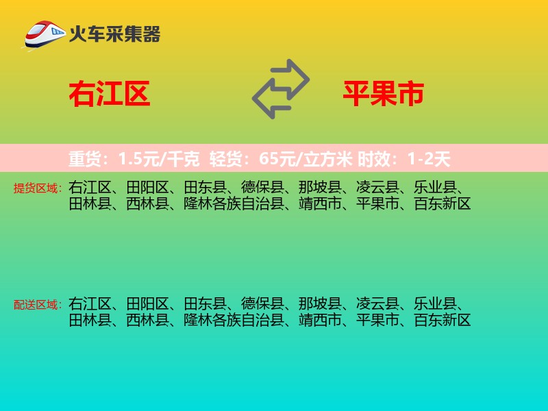 右江区到平果市物流专线