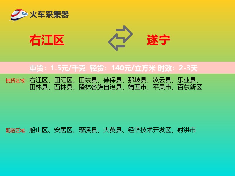 右江区到遂宁物流专线