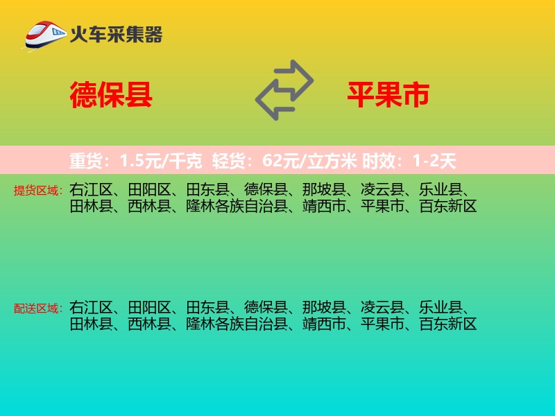 德保县到平果市物流专线