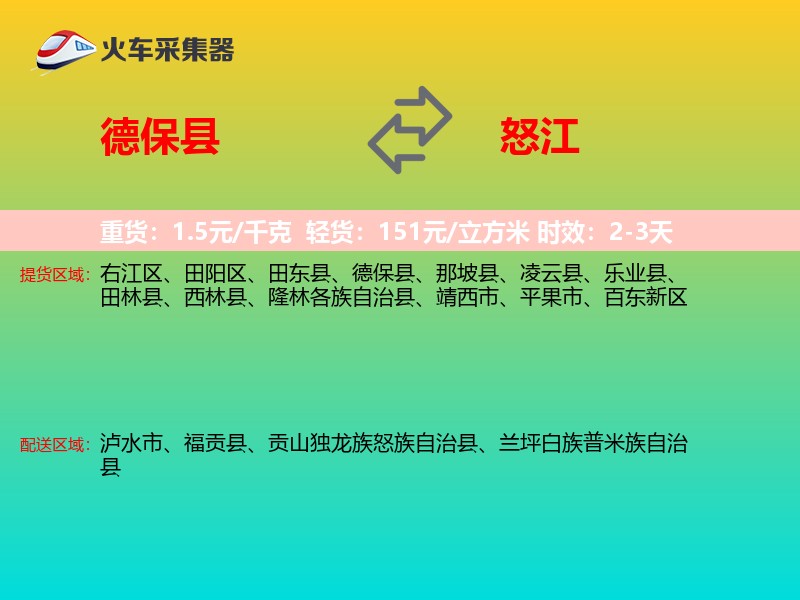 德保县到怒江物流专线