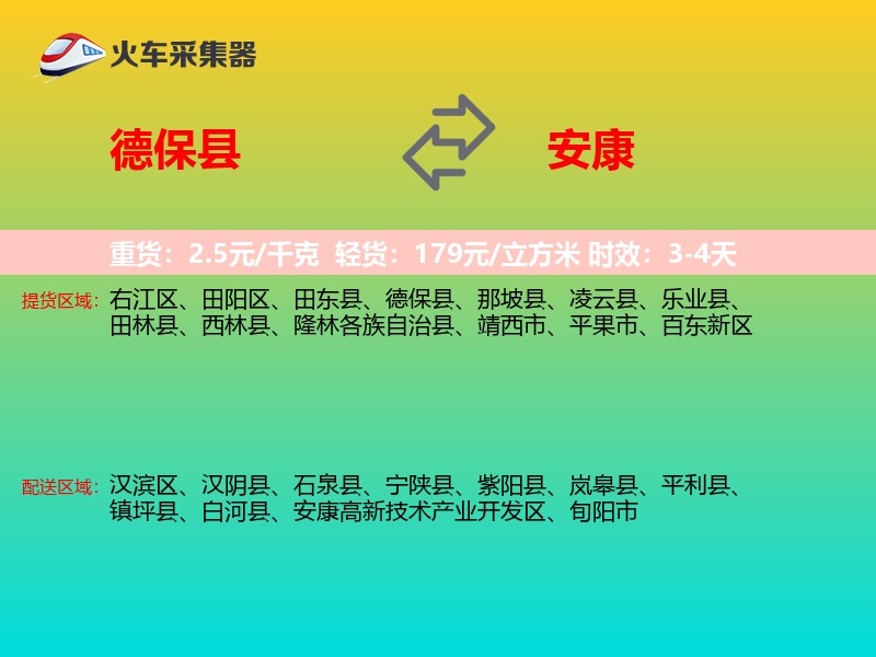 德保县到安康物流专线