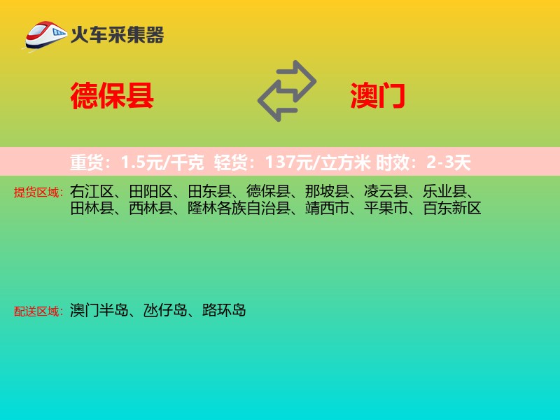 德保县到澳门轿车托运