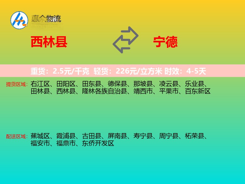 西林县到宁德物流专线