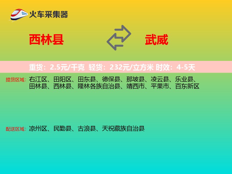 西林县到武威物流专线