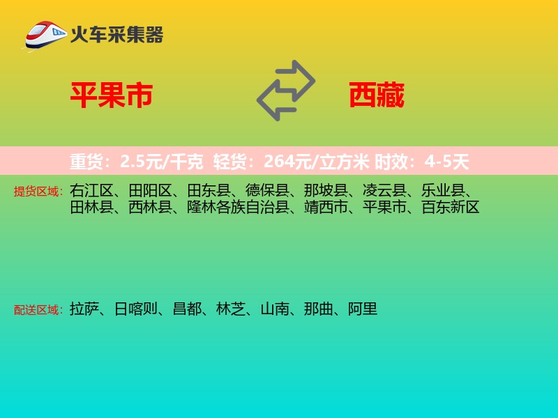 平果市到西藏物流专线