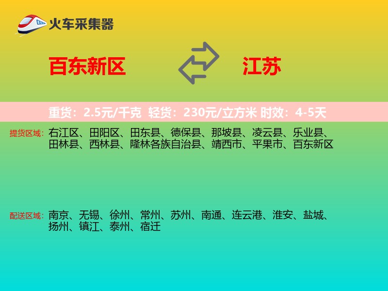 百东新区到江苏物流专线