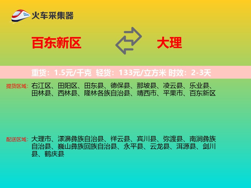 百东新区到大理物流专线