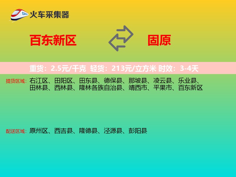 百东新区到固原物流专线