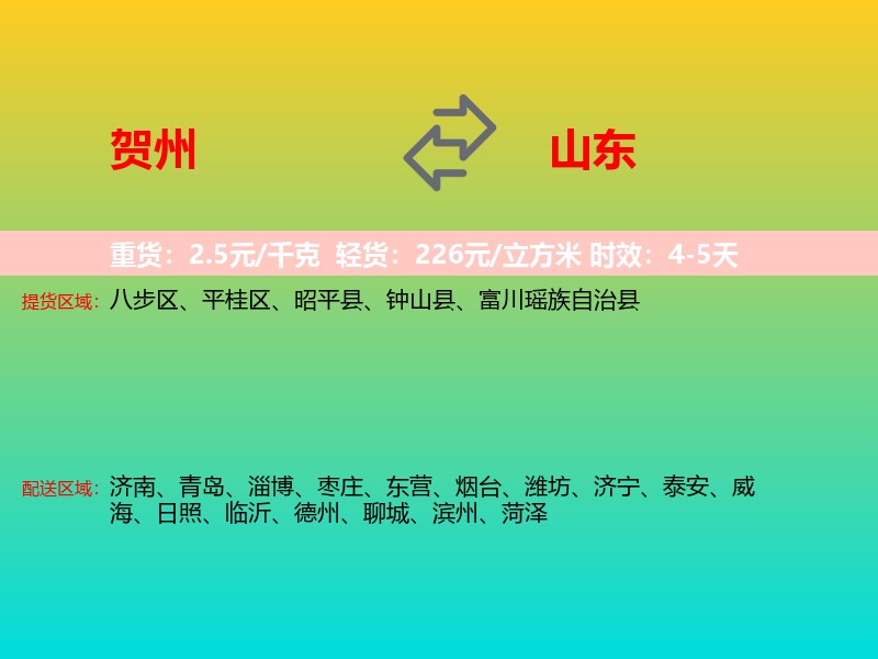 贺州到山东长途搬家