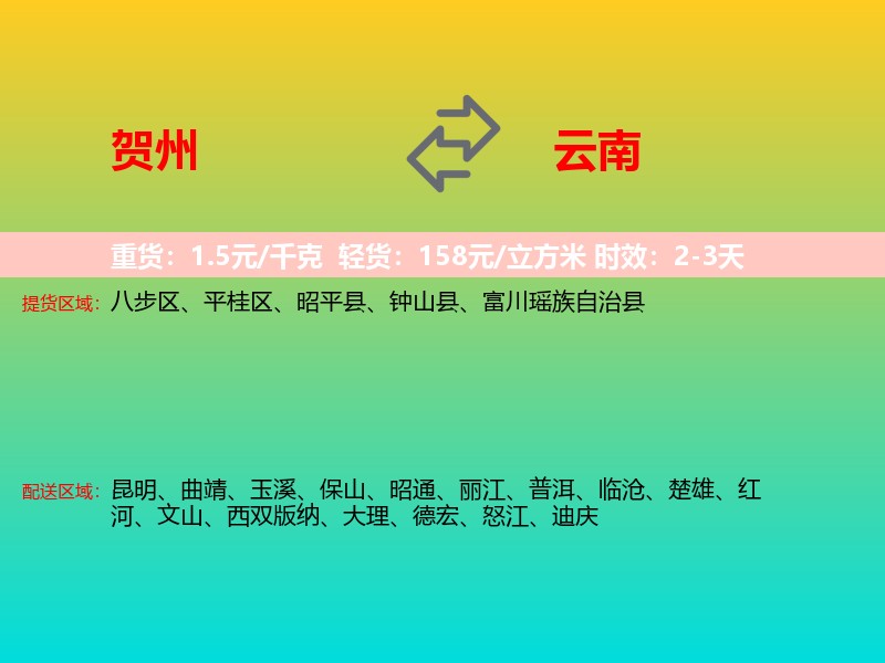 贺州到云南长途搬家