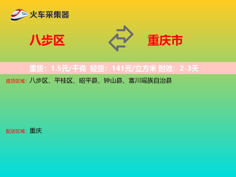 八步区到重庆市物流专线