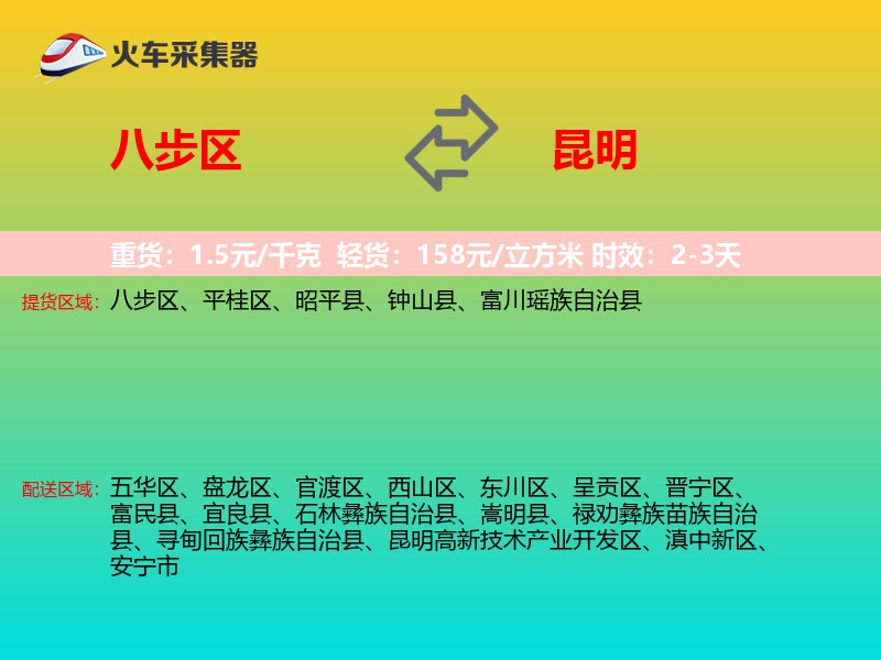 八步区到昆明物流专线