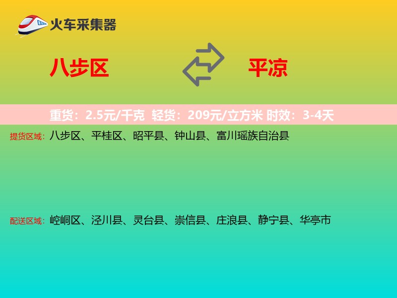 八步区到平凉物流专线