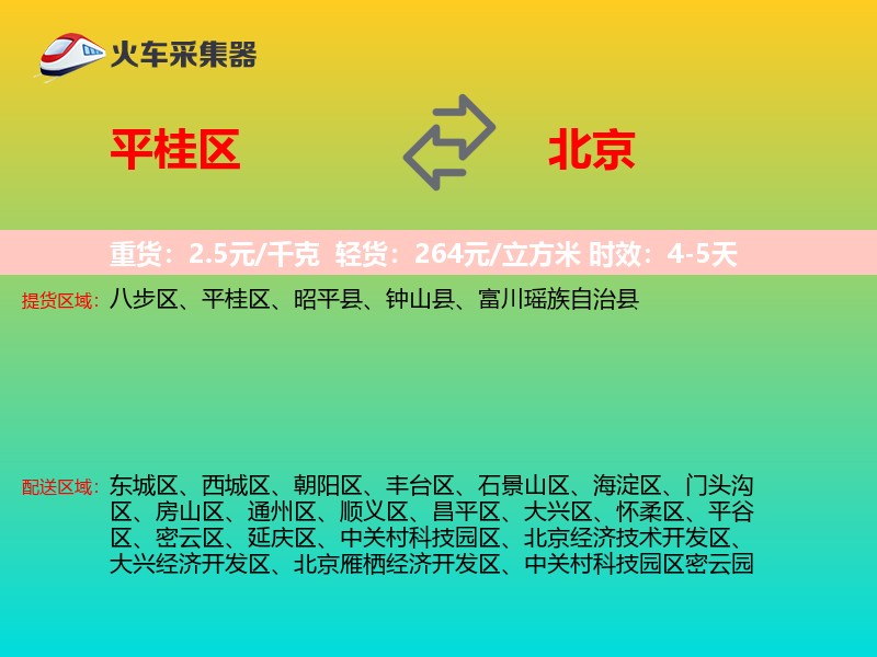 平桂区到北京物流专线