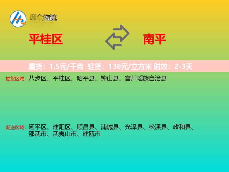 平桂区到南平物流专线