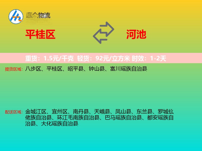 平桂区到河池物流专线