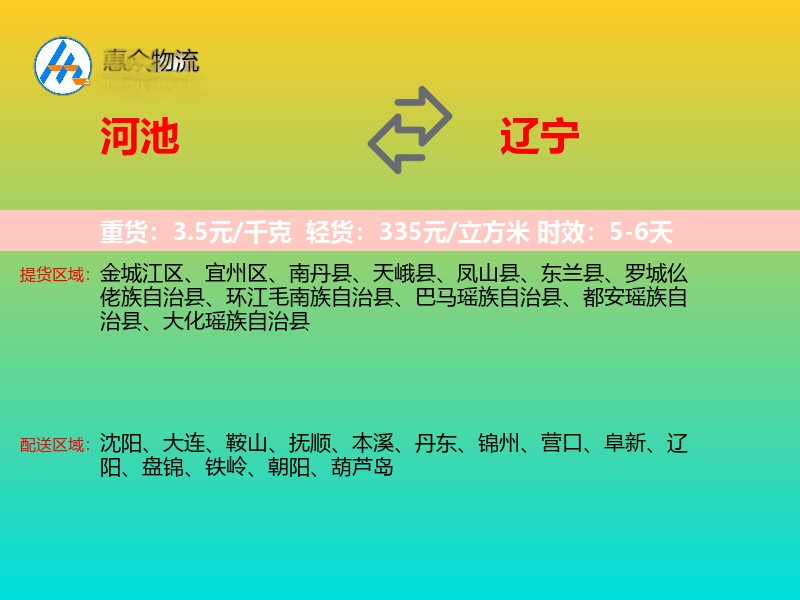 河池到辽宁长途搬家