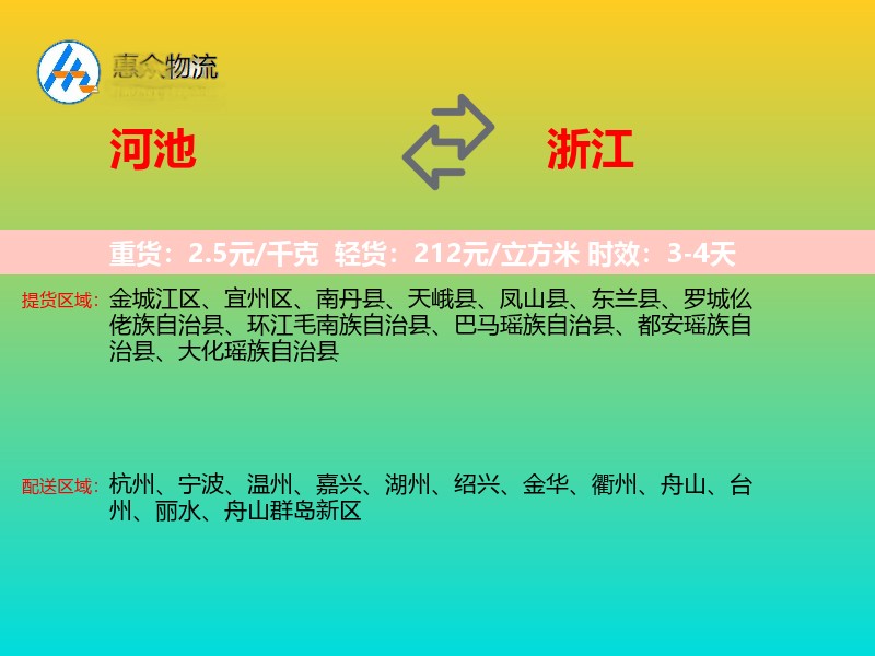河池到浙江长途搬家