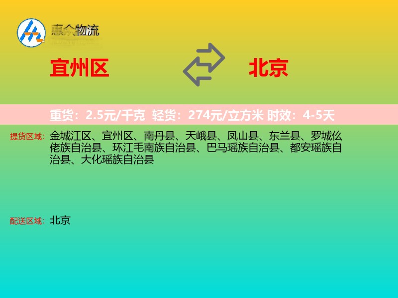 宜州区到北京物流专线