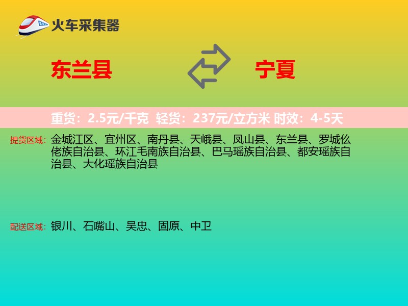 东兰县到宁夏长途搬家
