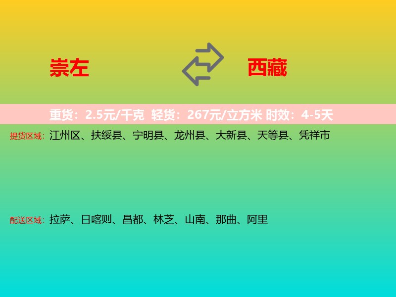 崇左到西藏长途搬家