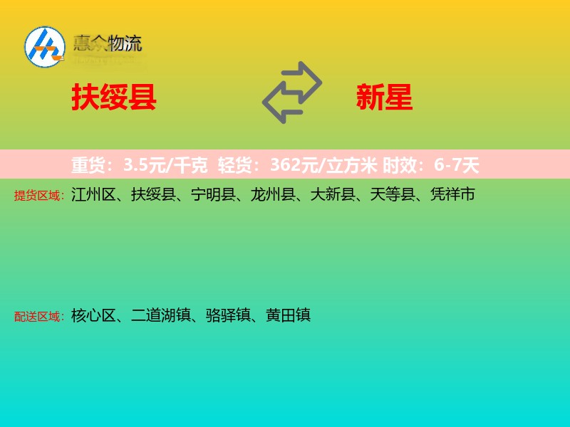 扶绥县到新星物流专线