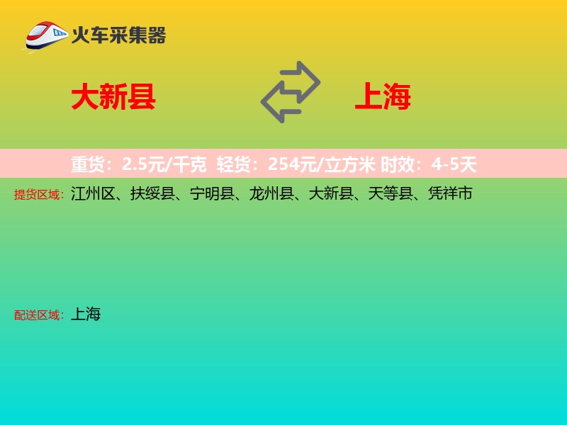 大新县到上海物流专线